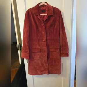 Women's Deep Red/ Maroon Suede Trench Coat
